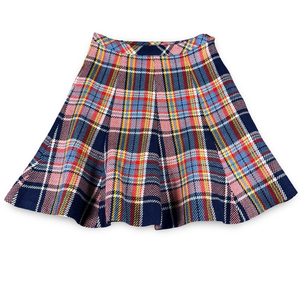 Vintage 70s Bobbie Brooks Plaid Pleated Mini Skirt XS 22 Waist High Rise Preppy